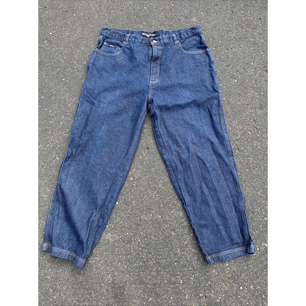 Y2K Vintage Skater LL Cool J Jeans Grunge Wide Mens 42x32 Dobby Raw Blue RARE